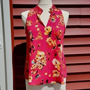 Allison Joy sleeveless floral sheer blouse